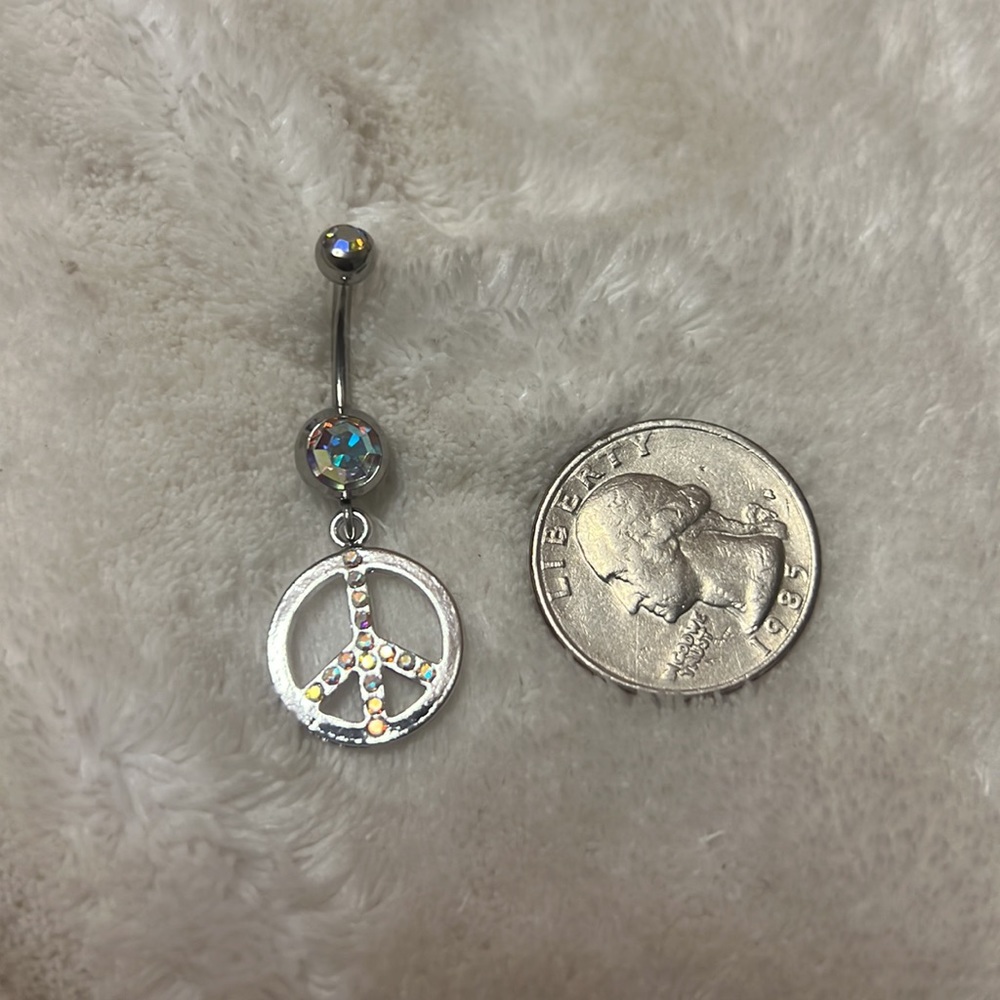 Iridescent peace sign belly ring - Picture 2 of 2